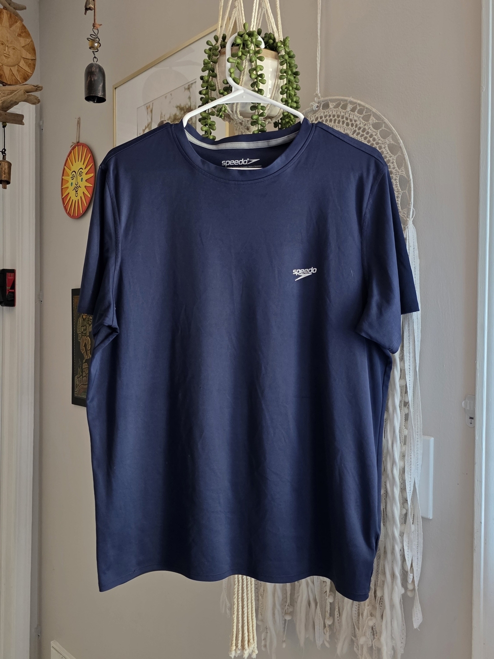 Speedo Men's Navy Blue Crew Neck Short Sleeve Tee - Medium